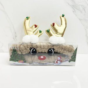 NEW Spa Bunny Extra Plush Spa Reindeer Headband Jingle - Gold